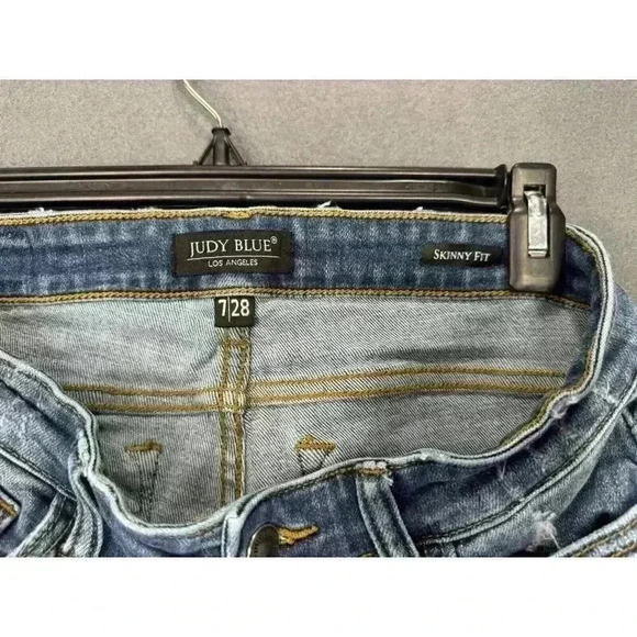 Judy Blue Skinny Fit Jeans Womens Size 7/28 Buffalo Plaid Distressed JB82167MD - Picture 5 of 12